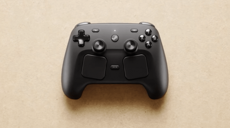 Steam Controller (2026 version) on a textured beige background