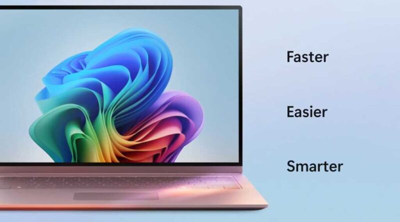 Windows 11 laptop with Copilot background faster easier smarter