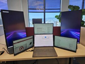Five displays at the SF office