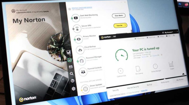 Norton 360 Deluxe interface (Dec 2023)