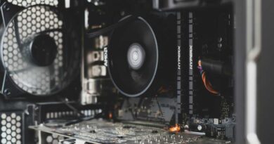 A desktop PC with CPU cooler fan running