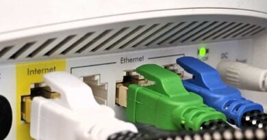 Cat8 Ethernet cables connected to a router