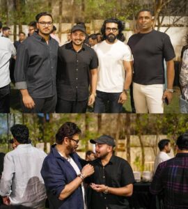 Prithvi Shaw snapped with Ram Charan, Venkatesh