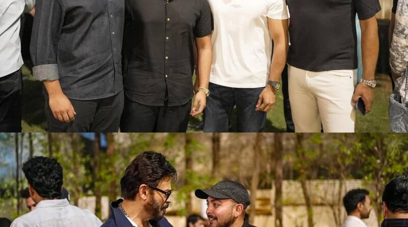 Prithvi Shaw snapped with Ram Charan, Venkatesh