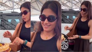Rashmika B-Day celebrations at Airport before flying with hubby