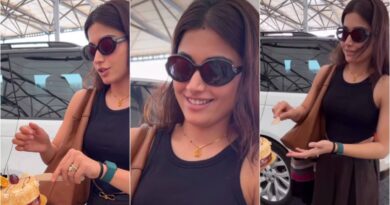 Rashmika B-Day celebrations at Airport before flying with hubby