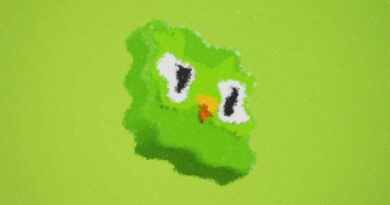 Duolingo 3D tile warped and fading away