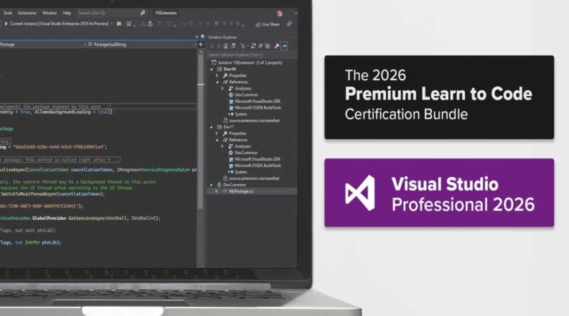 Microsoft Visual Studio Professional 2026 + The Premium Learn to Code Certification Bundle