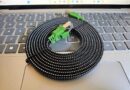 Cat8 Ethernet cable on keyboard