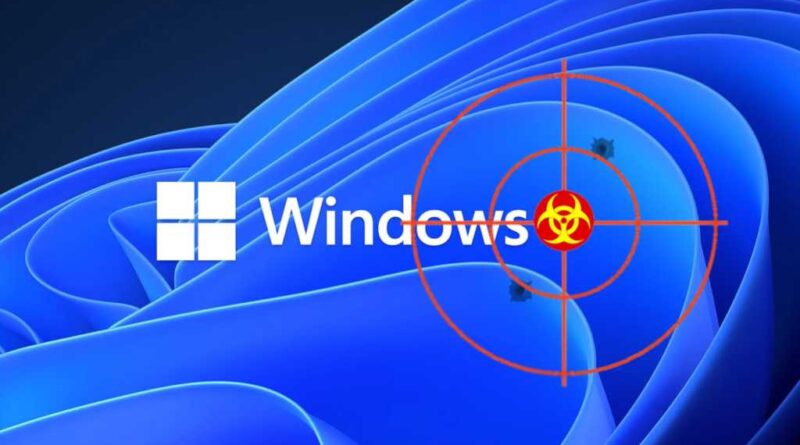 Windows logo with a threat malware antivirus crosshair