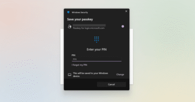 Creating a passkey for Microsoft account - default option