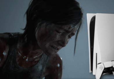 Ellie from The Last of Us with a PlayStation 5