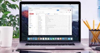 Gmail in a web browser on the screen of a Macbook Pro laptop hero