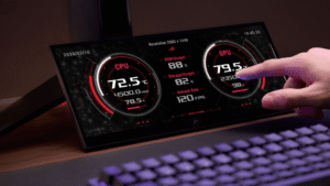 Asus 12.3-inch monitor running widgets