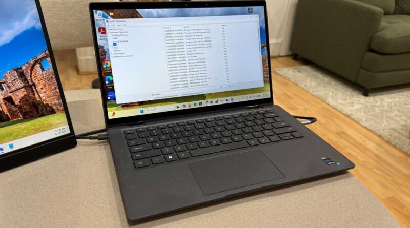 Windows 11 PC with system information window