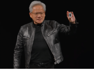Nvidia Jensen Huang holds up RTX Spark chip