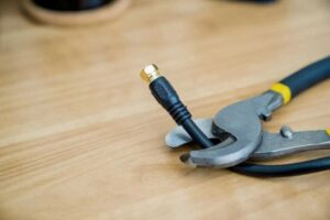 Coax cable being cut