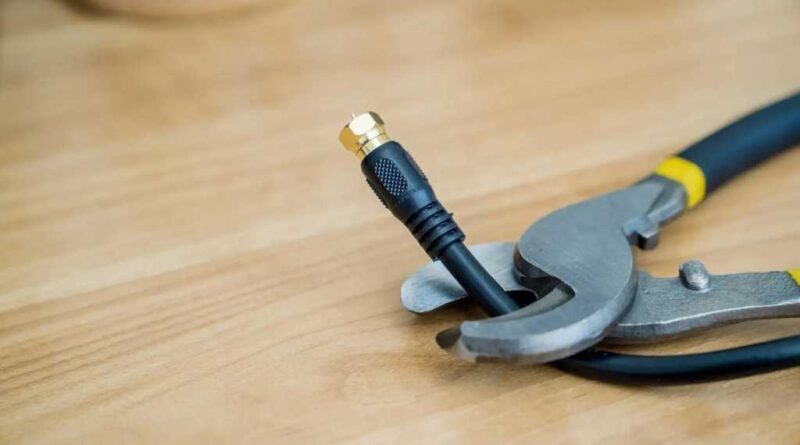 Coax cable being cut