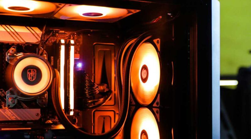 Desktop PC fans cooling inside open case