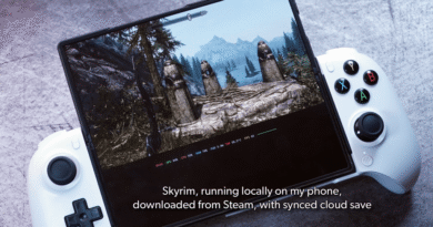Skyrim running on a phone with a Bluetooth controller