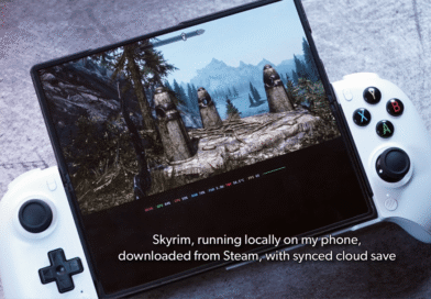 Skyrim running on a phone with a Bluetooth controller