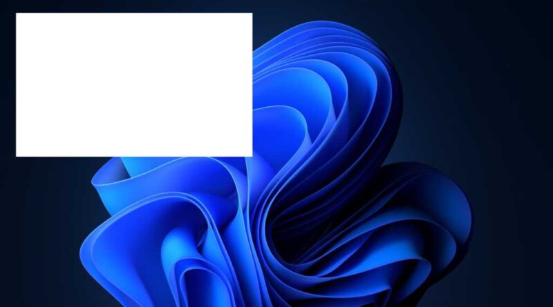 Windows 11 dark background with a white rectangular window in the corner