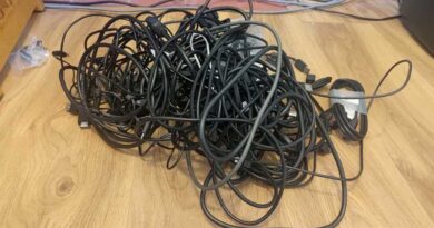 Messy bundle of USB-C cables prior to testing