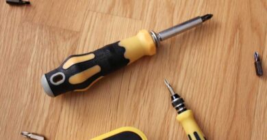 Magnetic screwdriver set on a wood floor