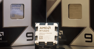 AMD Ryzen 9 9950X3D2 Dual Edition with boxed versions behind it