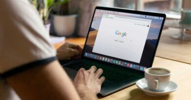 Google search page open on MacBook laptop