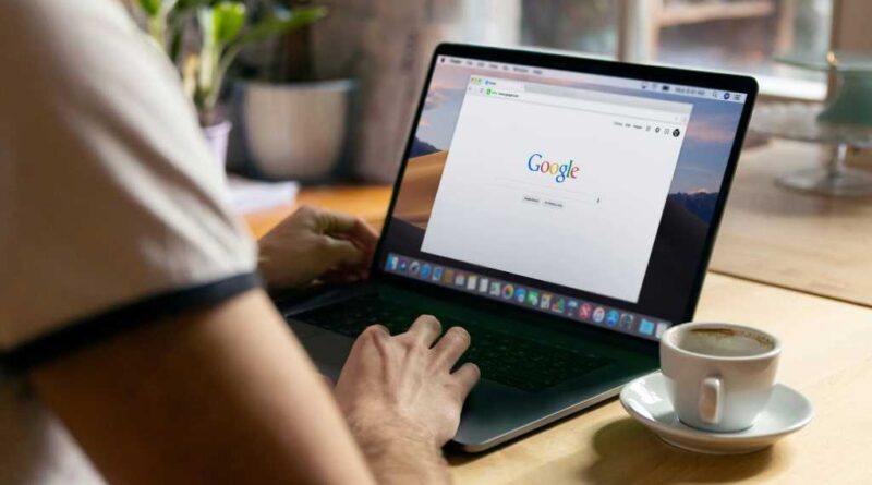 Google search page open on MacBook laptop