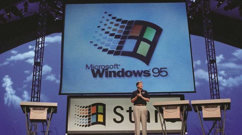 Bill Gates at the launch of Windows 95