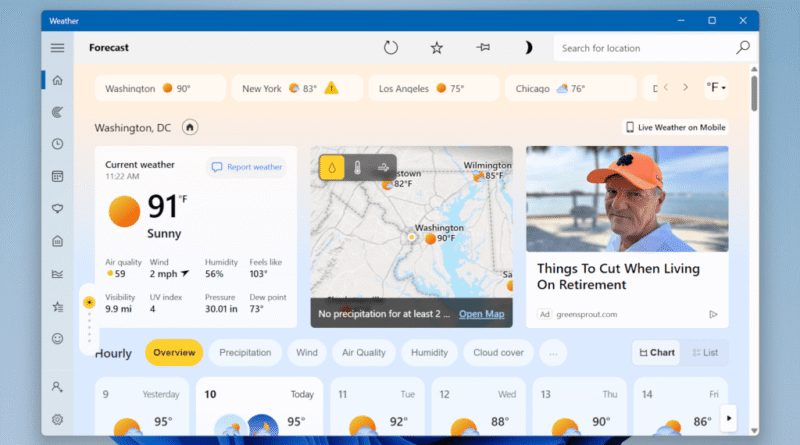 Windows 11 MSN Weather app screenshot