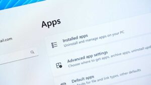 Windows 11 installed apps settings screenshot stylized