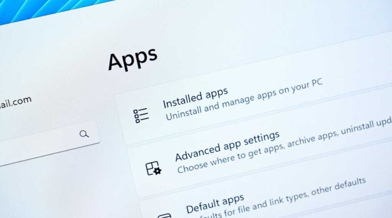 Windows 11 installed apps settings screenshot stylized