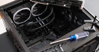 PC building - open computer case with parts still to be installed