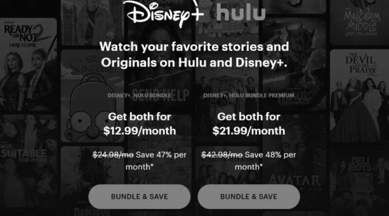 Disney and Hulu sign-up page
