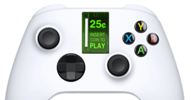 Xbox controller with insert coin to play graphic