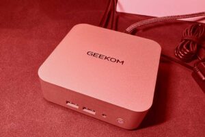 Geekom A8 with red tint overlay