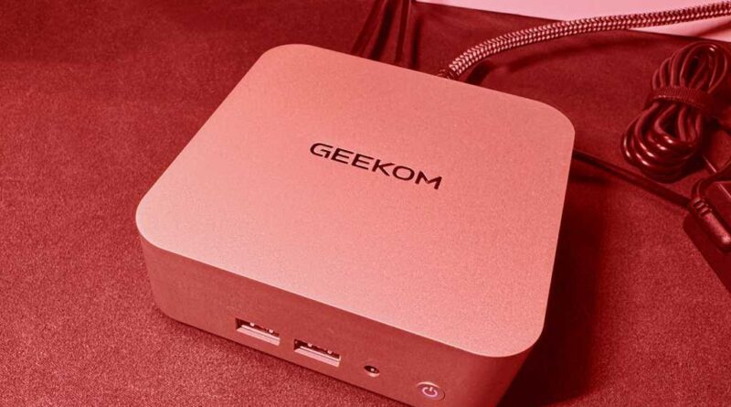 Geekom A8 with red tint overlay