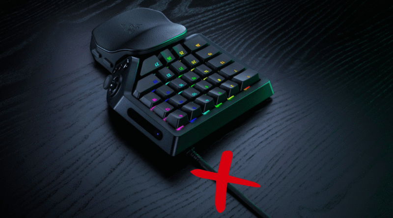 Razer Tartarus V2 Pro with red X on the cable