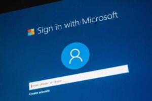 Microsoft signin screen for Windows 10
