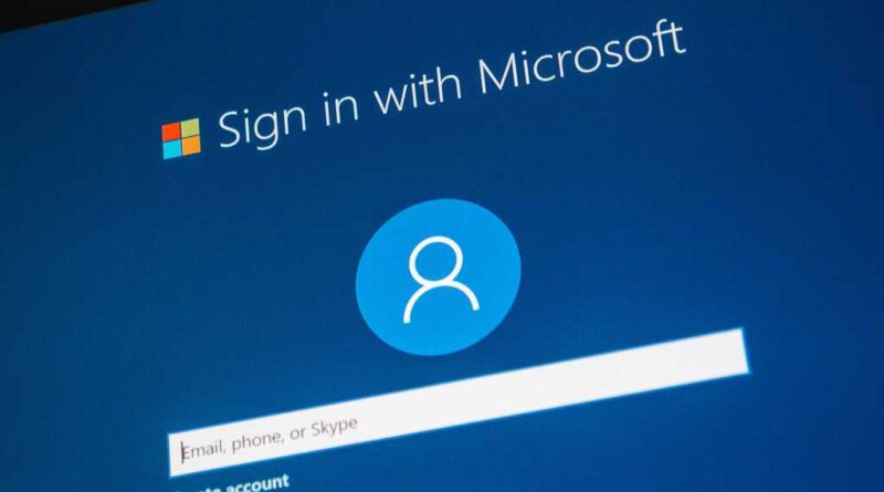 Microsoft signin screen for Windows 10