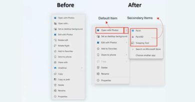 Windows 11 new split context menu in File Explorer before and after